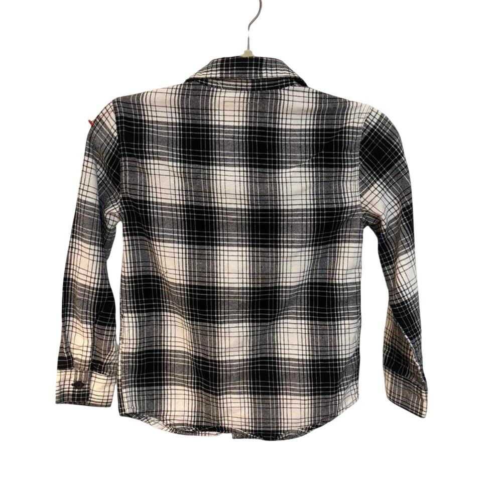 Levi’s Kids Black White Plaid Flannel Shirt Boys Girls Size S 8-10 Years - Picture 3 of 8